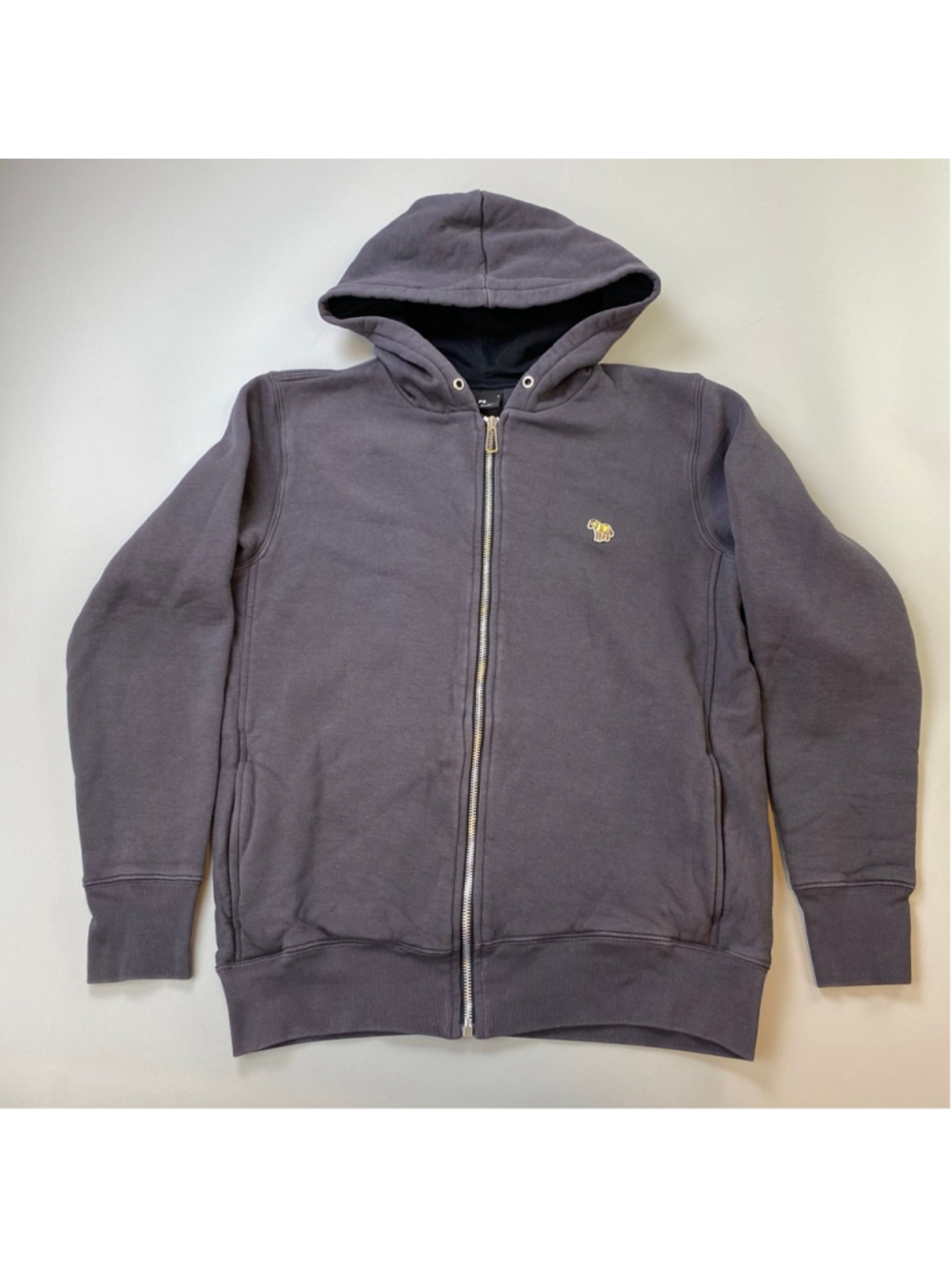 Paul Smith Zip Front Zebra Logo Hoodie Mens Small Charcoal Grey Stealth Wealth